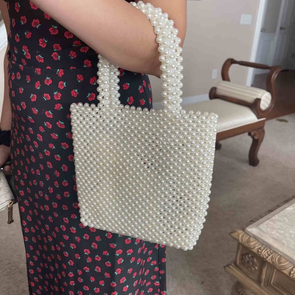 Neiman Marcus SIlk-Lined Pearl Clutch Purse - Picture 5 of 6